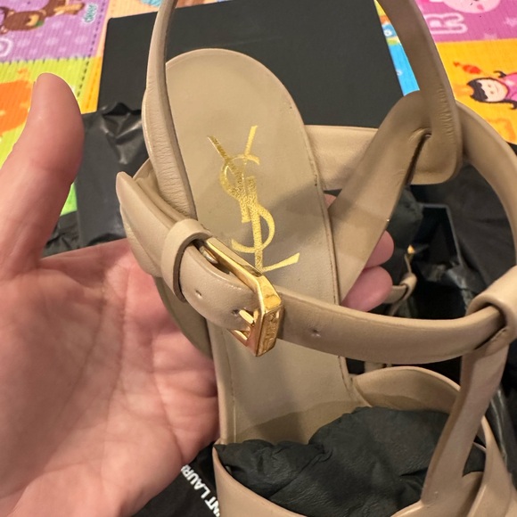 Saint Laurent Nude Strappy Platform Heels - Picture 6 of 7